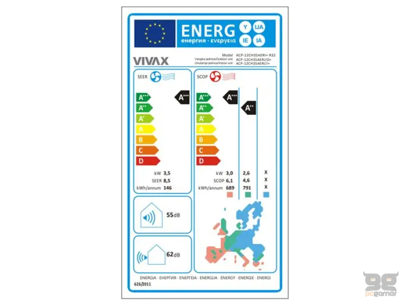 VIVAX COOL, klima uređaji, ACP-12CH35AERI+ R32 ZLATNA