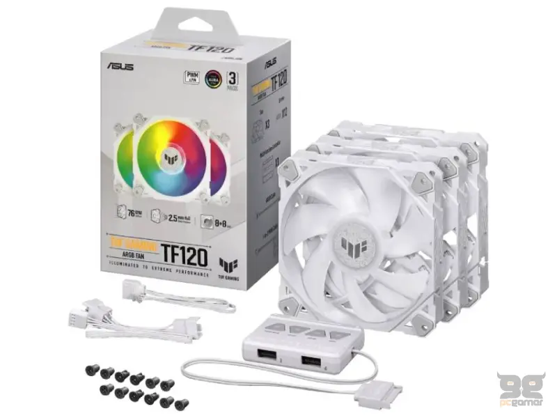 ASUS TUF GAMING TF120 ARGB WHITE EDITION 3IN1 ventilator 