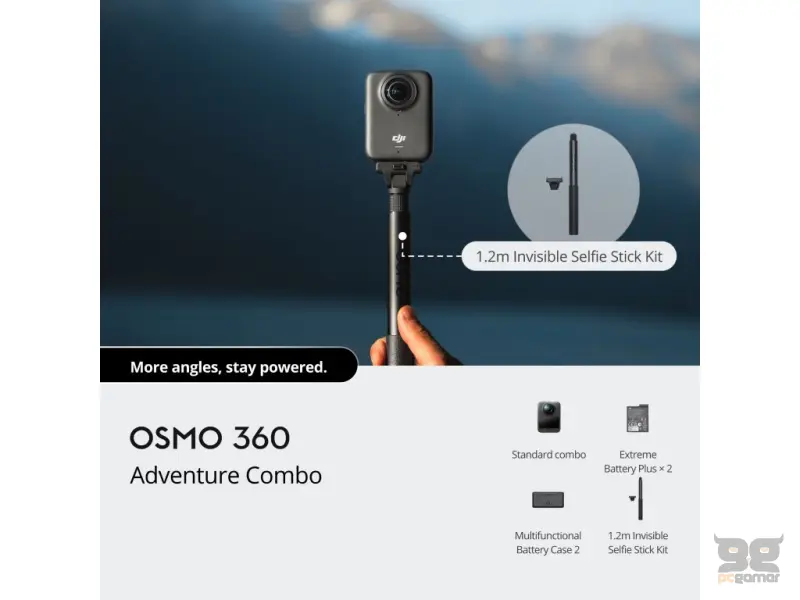 DJI Osmo 360 Adventure Combo - 1" 360 Imaging, 8K/30fps, 120MP 360 Photo, 105GB Built-in Storage
