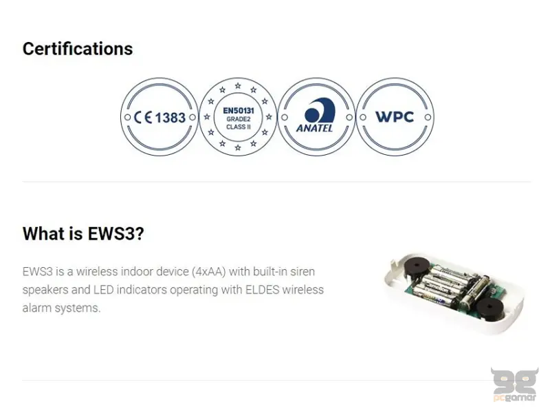 ELDES EWS3 bežična unutrašnja sirena 