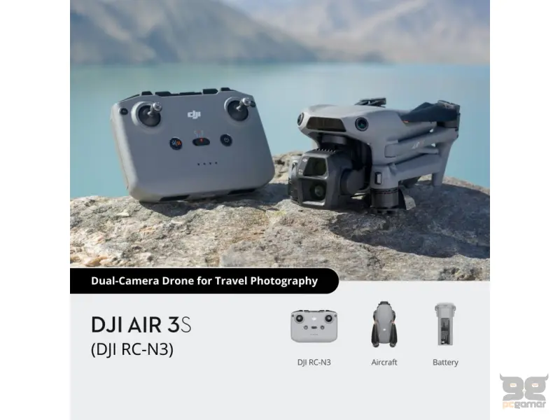DJI AIR 3S + DJI RC-N3 , 4K/60fps HDR Video, 50 MP, 70mm Tele Camera, 45-Min Flight Time