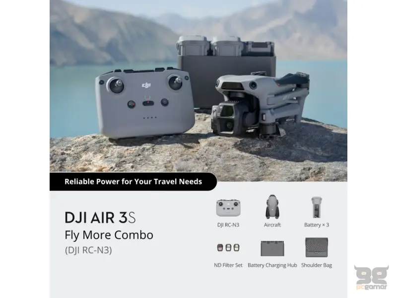 DJI AIR 3S Fly More Combo + DJI RC-N3 ,4K/60fps HDR Video,50 MP,70mm Tele Camera, 45-Min Flight Time