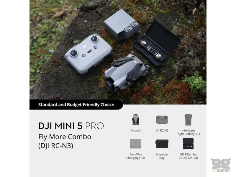 DJI Mini 5 Pro Fly More Combo (DJI RC-N3) 4K/60fps HDR, ActiveTrack 360, up to 36 min flight time,C0
