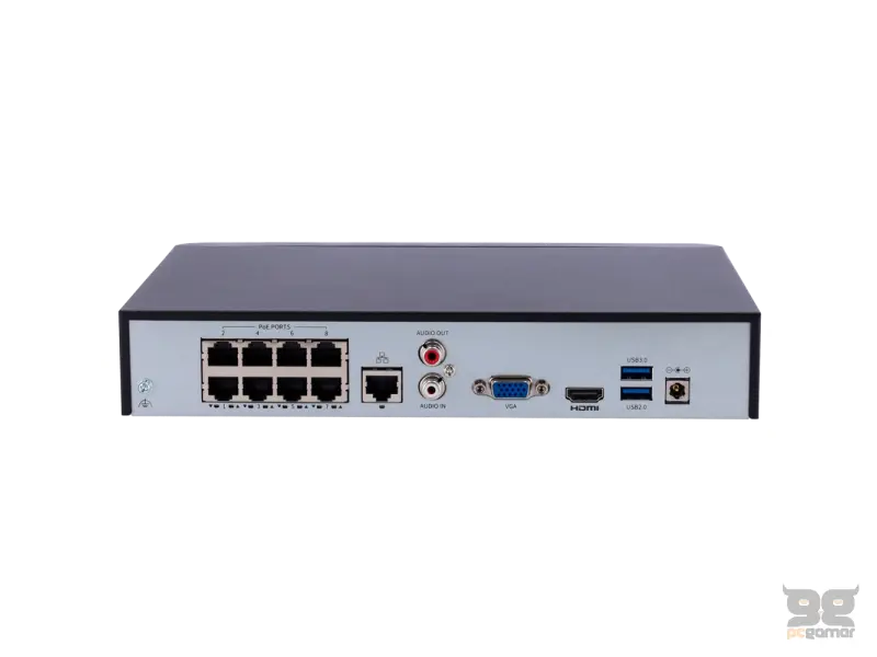 Uniview NVR 8 kanala NVR301-08B-P8-IQ, 1080P, 30FPS, do 12MP, HDMI, VGA, 1 x HDD do 10TB, PoE, 52VDC