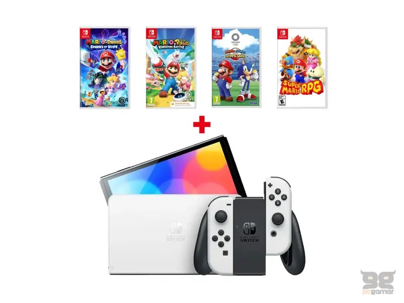 NSW OLED (White) + Super Mario RPG + M+Rabbids Kingdom + Mario and Sonic OGT+SoH