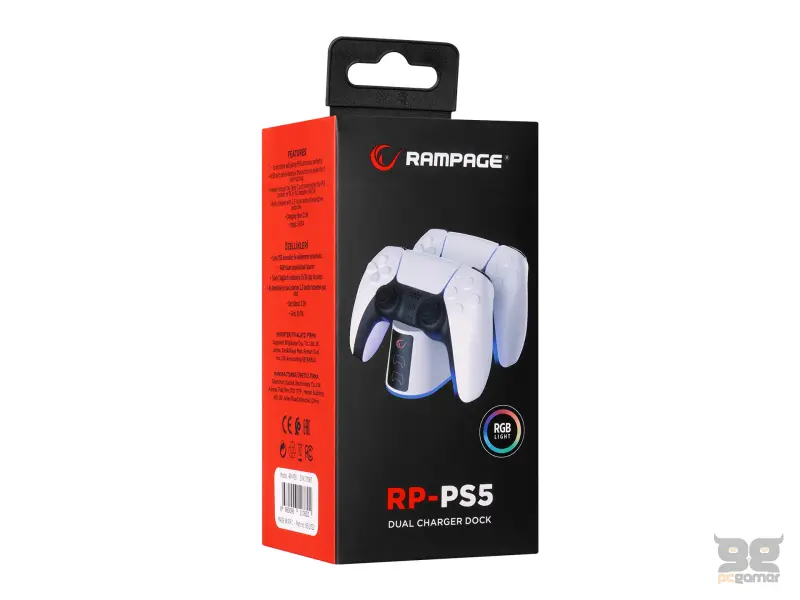 Rampage Rp-Ps5 PlayStation 5 RGB Fast Charging Station