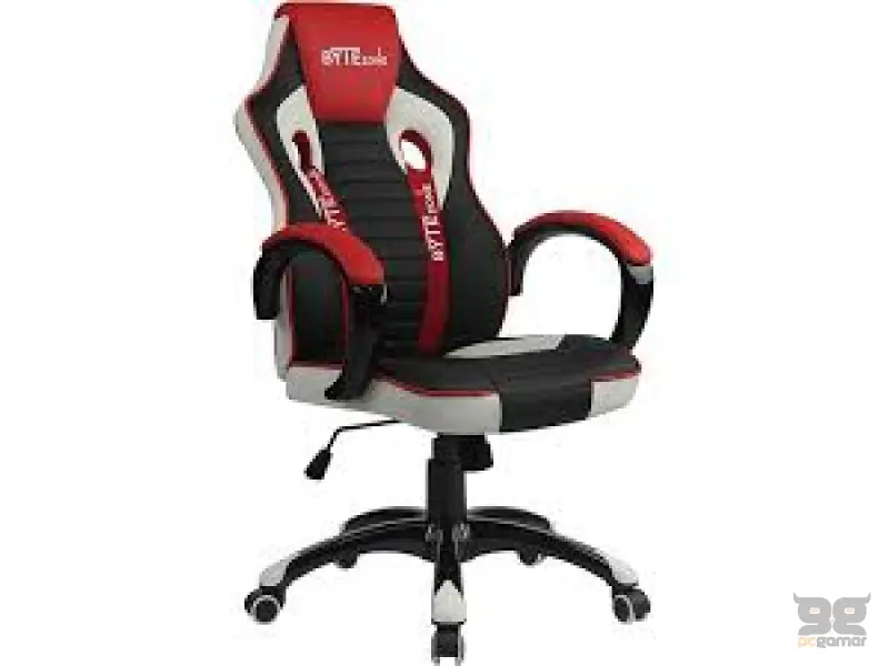 Bytezone Gaming stolica Racer PRO, materijal poliamidna vlakna i PU Leather,  multifunkcijski mehanizam za ugodno sjedenje, čvrsta baza za stabilnost, black-grey-red, maksimalno opterećenje 130kg