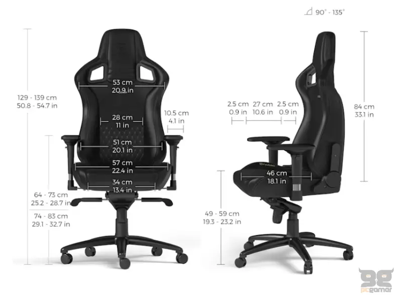 NOBLECHAIRS EPIC Real Leather Gaming stolica crna 