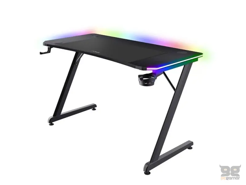 TRUST 710 Luminus Pro RGB Gaming Desk/Black/150kg/740x600x1200mm/Cupholder/Headphone hook/Mousepad