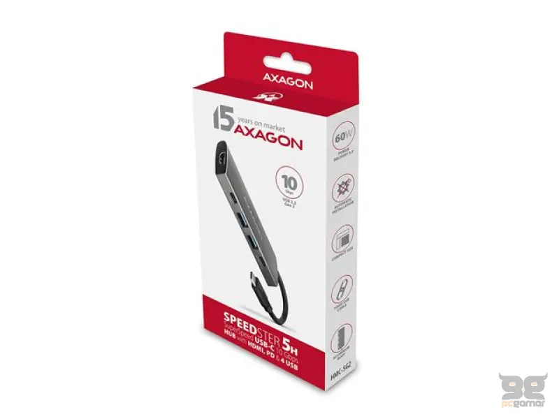 USB HUB USB-C --> 2xUSB3.2, 2xUSB-C(1x60W), HDMI (4K) AXAGON