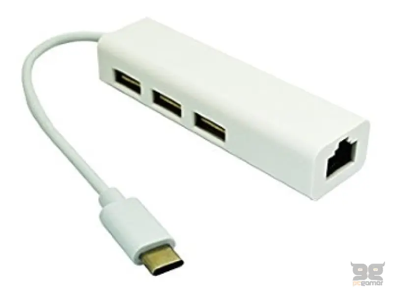 E-GREEN USB 3.1 tip C HUB (3 port USB 2.0 + 1port fast ethernet) 