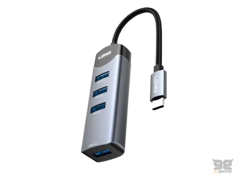 LDNIO DS-134C adapter USB Tip C HUB 4port sivi 