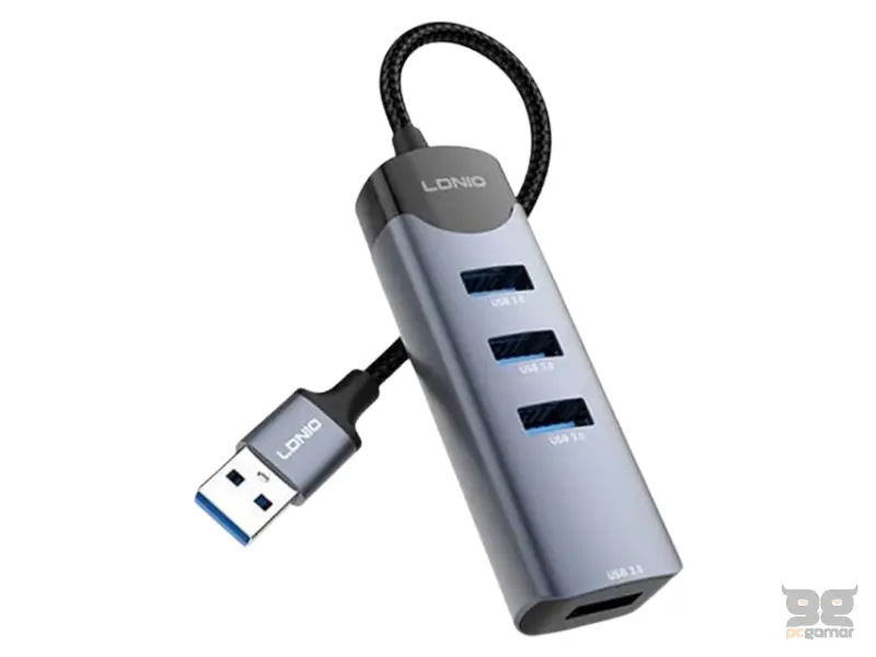 LDNIO DS-134U adapter USB 3.0 HUB 4port sivi 