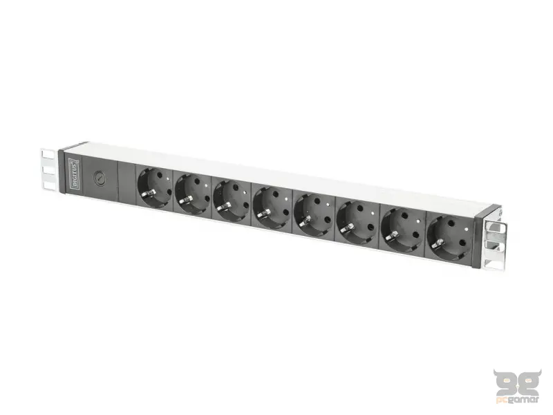 Digitus Napojna letva 1U Aluminium PDU, 19" rackmountable, 8x safety outlets 10A, C14, 2m, 2500W