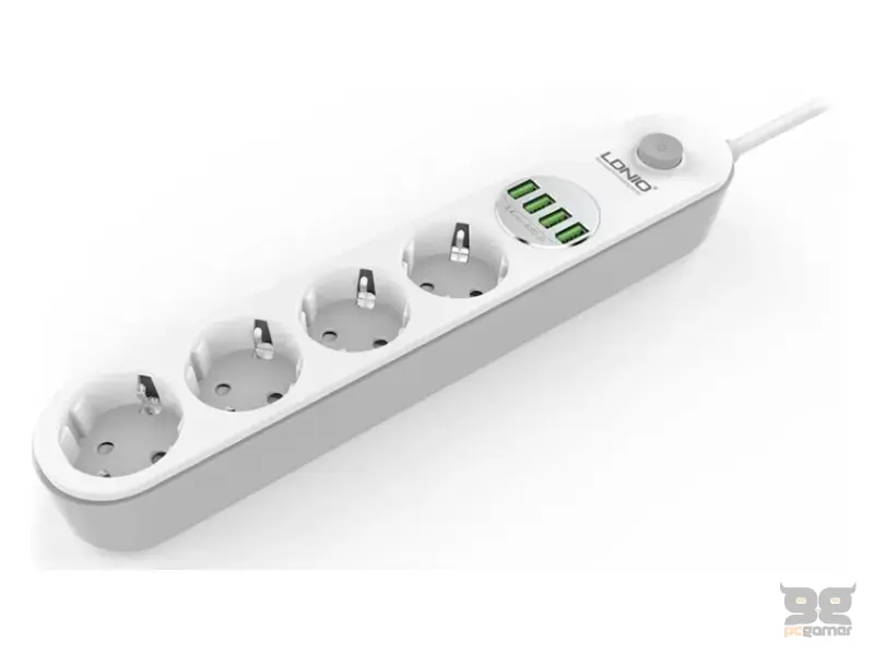 LDNIO Kabl naponski produžni 4 x šuko + 4 x USB 2m beli SE4432 