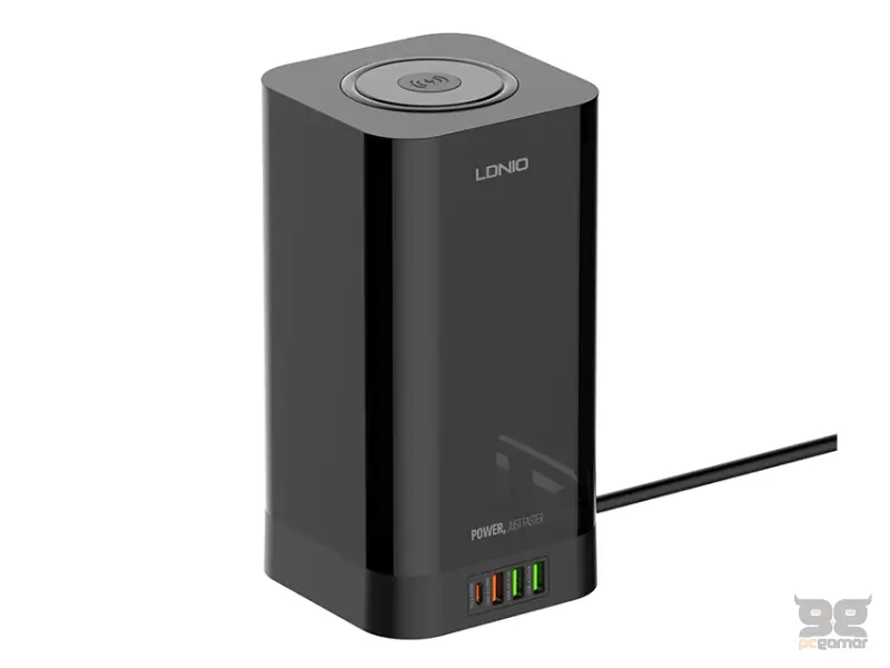 LDNIO SEW4485 Kabl naponski produžni 3 x šuko + 2 x USB + 1 x Tip C + Wireless punjač 15W crni 