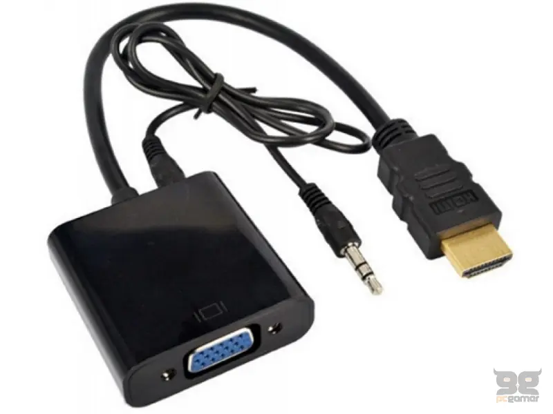 E-GREEN Adapter HDMI (M) - VGA D-sub (F) + Audio kabl 3.5mm (M/M) crni 