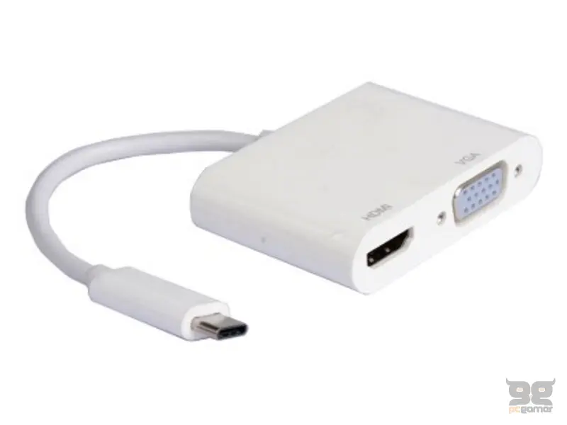 E-GREEN Adapter USB 3.1 tip C (M) - HDMI + VGA (F) beli 