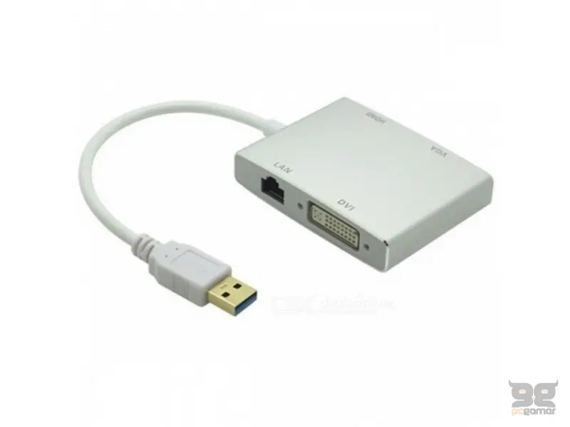 FAST ASIA Adapter-konvertor USB 3.0 na HDMI + VGA+DVI + RJ45 