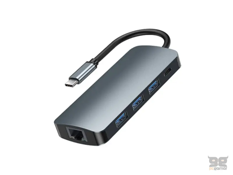 REMAX RU-U91 Multifunkcionalni adapter 9 in 1 siva 