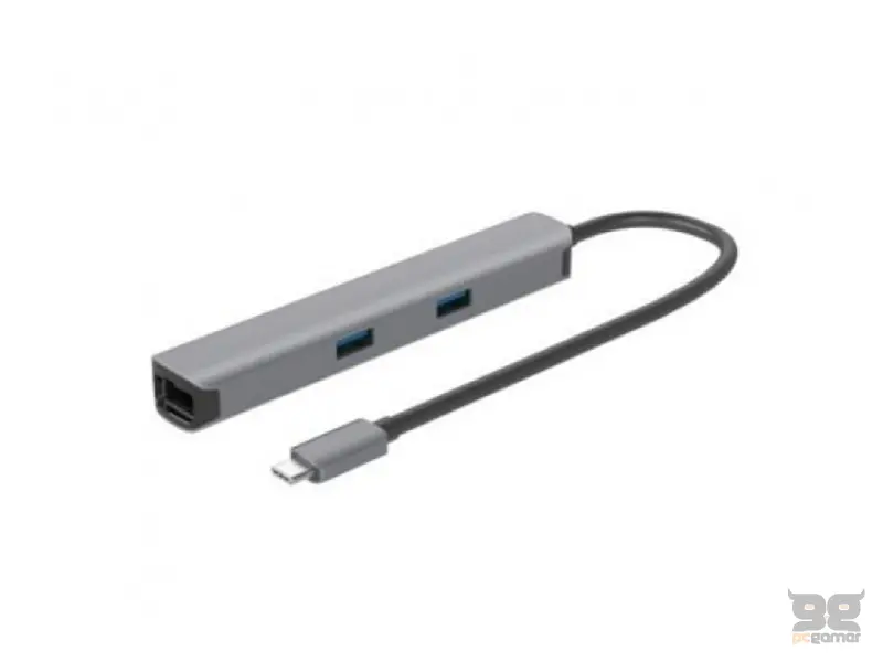 E-GREEN Adapter USB 3.1 tip C (M) - HDMI + 2 x USB 3.0 + SD/TF+PD 100W + RJ45 (F)1000 Mbps (7 u 1) 