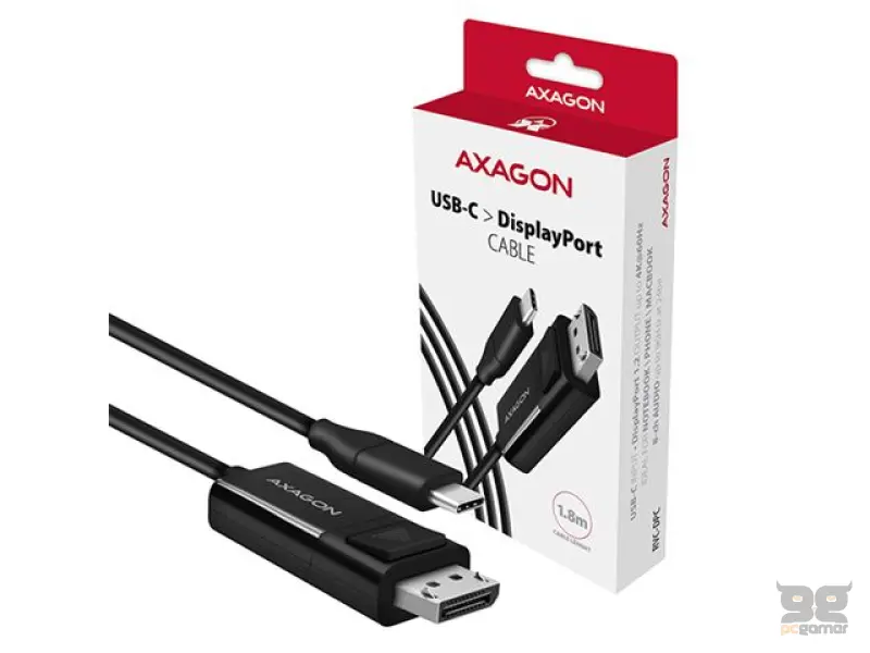 AXAGON USB-C -> DisplayPort cable 1.8m 4K/60Hz