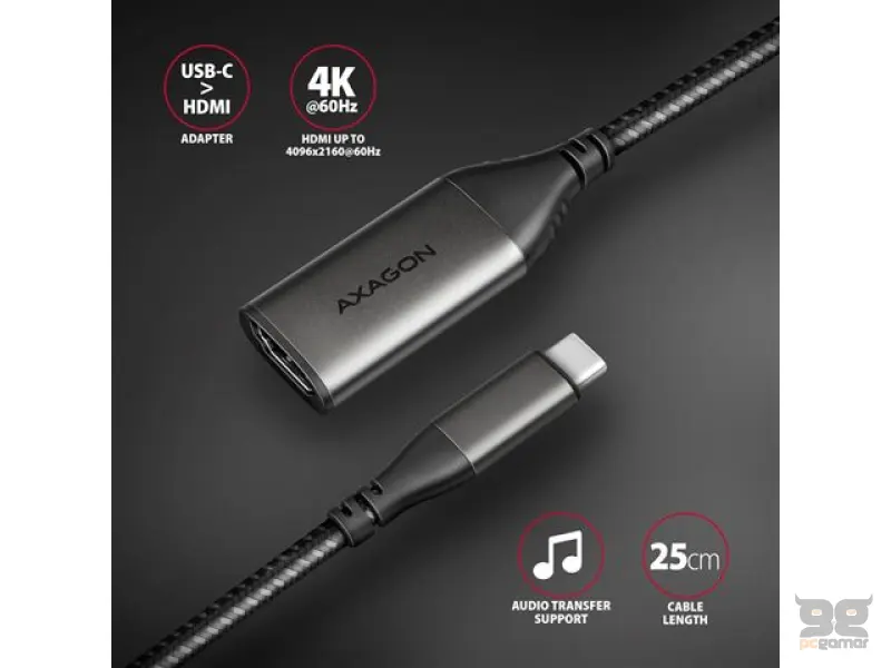 AXAGON USB-C -> HDMI 2.0 cable 1.8m 4K/60Hz