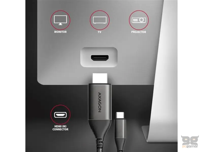 AXAGON USB-C -> HDMI 2.0 cable 1.8m 4K/60Hz