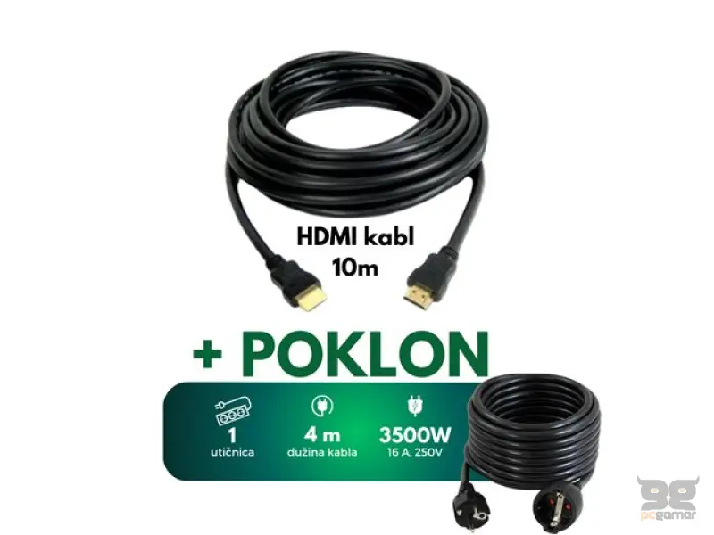 Kabl HDMI 10m+produzni kabl 1utič. 8m