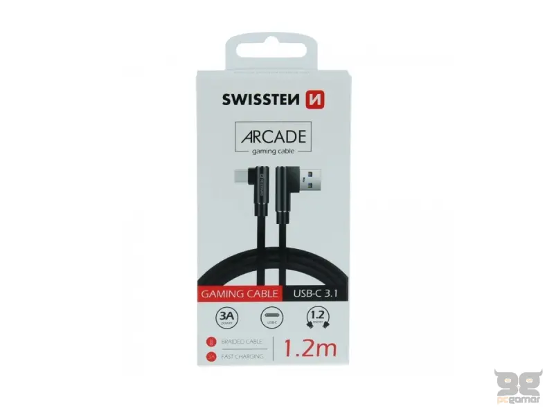Swissten Kabl Arcade Gaming USB To Type-C 100W USB 1.2m - Black