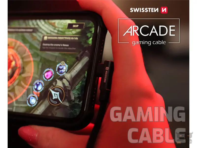 Swissten Kabl Arcade Gaming Type-C To Type-C 100W USB 1.2m - Black