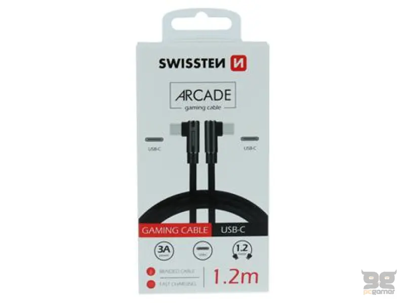 Swissten Kabl Arcade Gaming Type-C To Type-C 100W USB 1.2m - Black