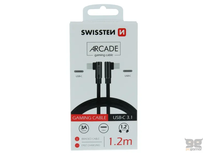 Swissten Kabl Arcade Gaming Type-C To Type-C 100W USB 1.2m - Black