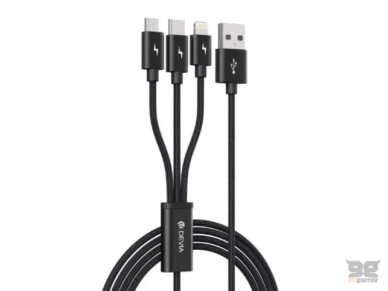 Devia cable 3in1 Gracious EC048 USB - Lightning + USB-C + MicroUSB 1,2 m 3A black
