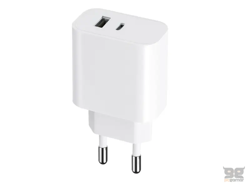 Maxlife MXTC-06 PD QC charger 1x USB-C 1x USB 30W white