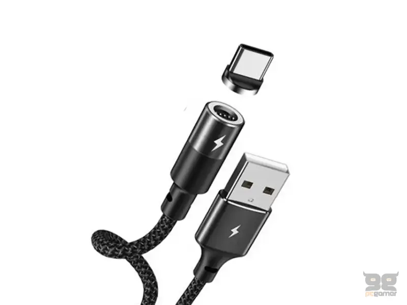 REMAX RC-102a TIP C 3A Magnetni charging kabl 1.2m crni 