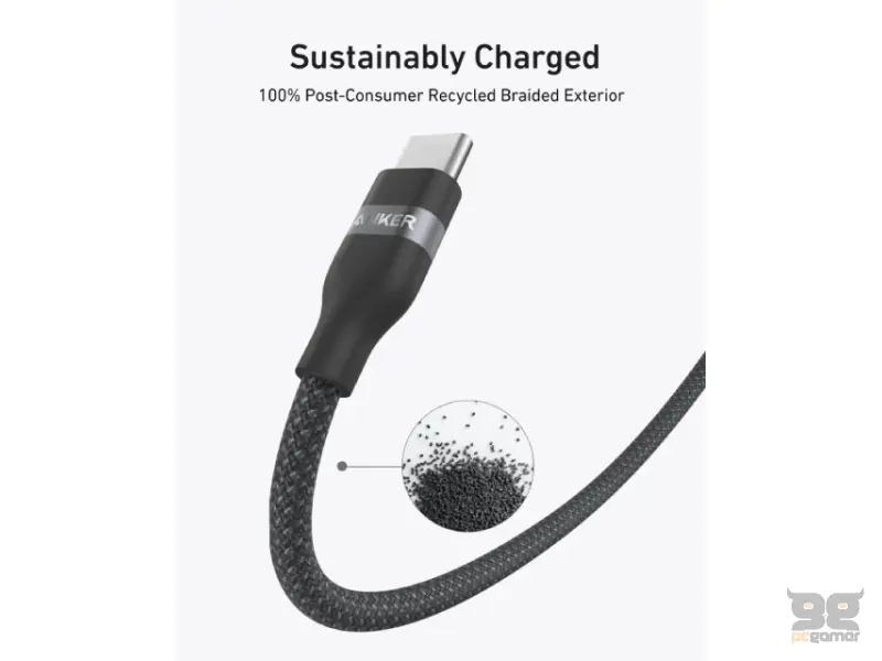 ANKER USB tip-C kabl M/M 0.9m, za Super brzo punjenje 240W/480Mbps, pleteni, crni 