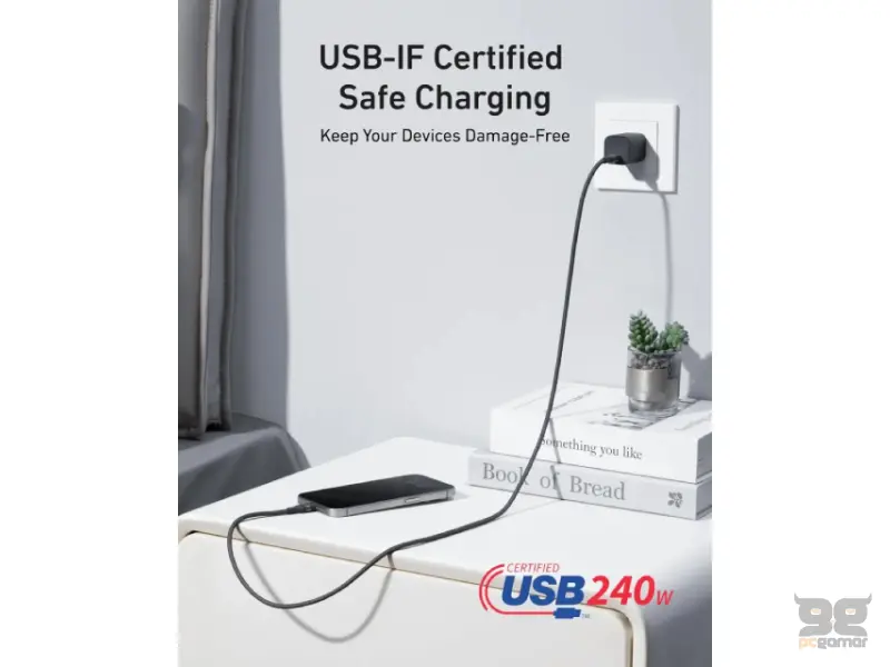 ANKER USB tip-C kabl M/M 0.9m, za Super brzo punjenje 240W/480Mbps, pleteni, crni 