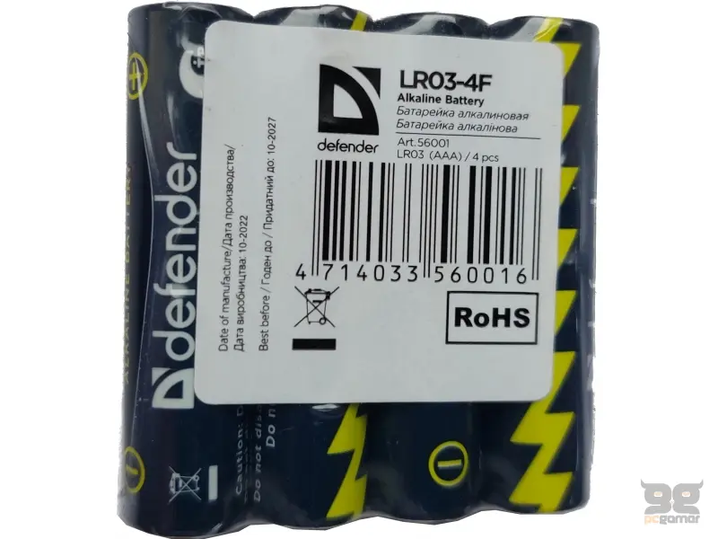 Defender Technology Alkaline Battery LR03-4F AAA, 4 pcs