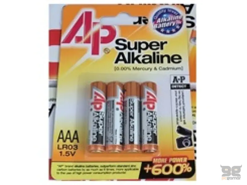 Alkalne Baterije AAA LR03, 1.5V, AP SUPER ALKALINE, 4PK BLIST (cijena po pakovanju za 4 kom)