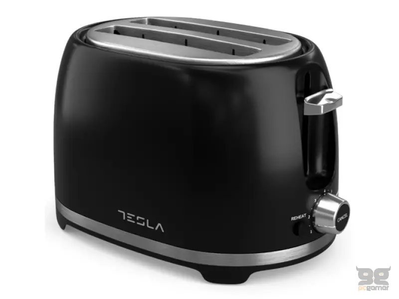 Tesla TS200BX Toster, 850W, 2 kriške, auto pop-up, skriveni kabl, crni-inox