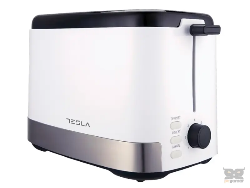 Tesla TS300BWX Toster, 800W, 2 kriške, auto pop-up, skriveni kabl, bijeli-inox-crni