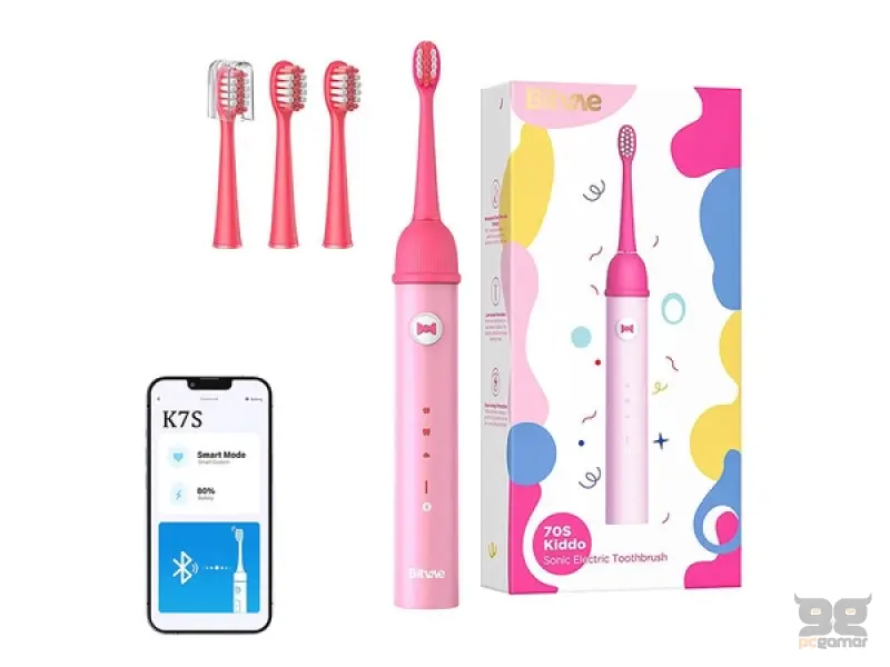 Bitvae Kids Toothbrush 4 heads+1 cap K7S (Pink)