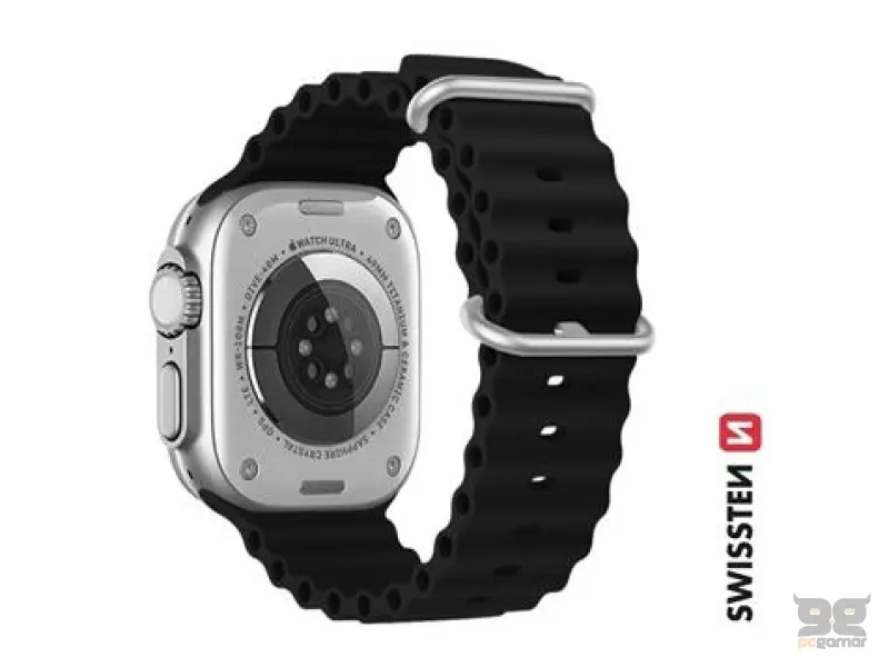 Swissten Silicone band for Apple watch, marine straps, black (42, 44, 45, 49) mm