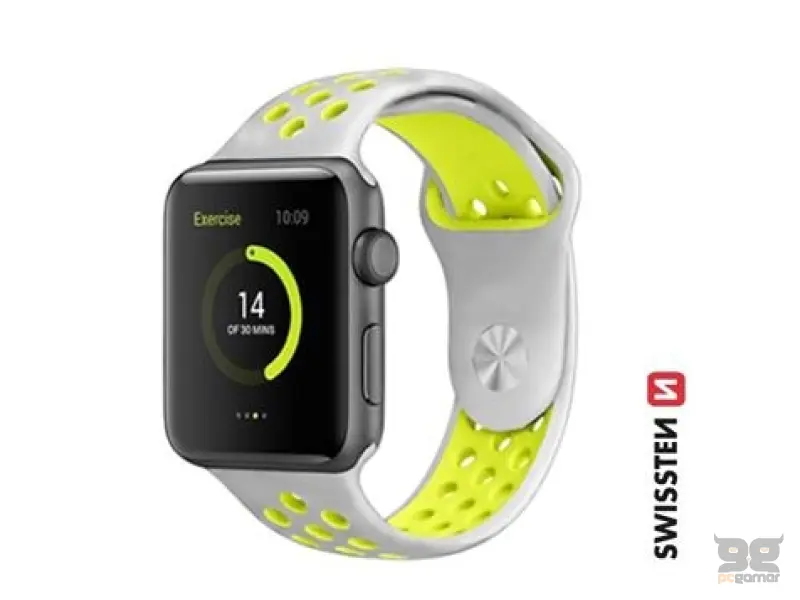 Swissten Nylon band for Apple watch, shiny green (42, 44, 45, 49) mm
