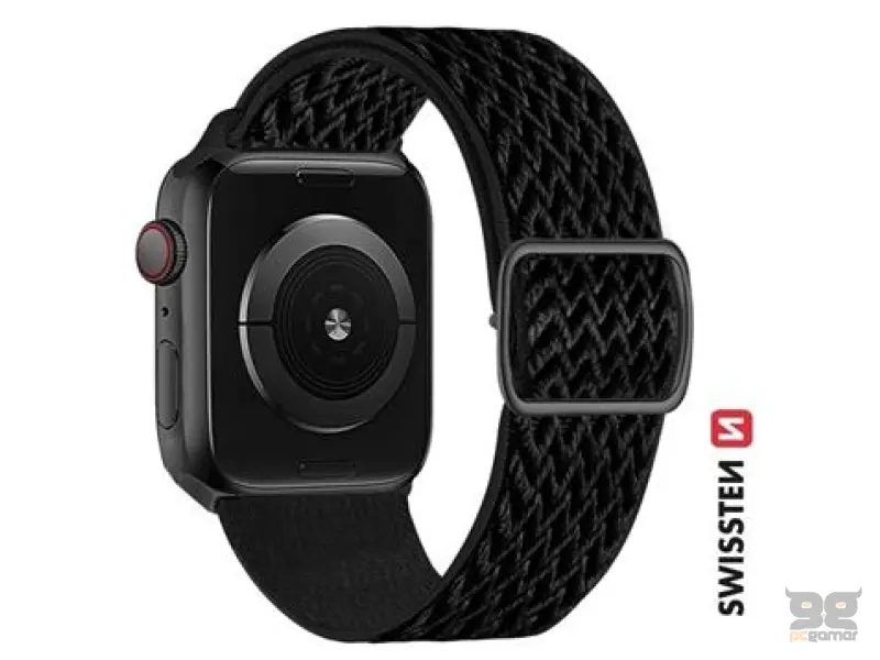 Swissten Nylon band for Apple watch, black, with buckle (42, 44, 45, 49) mm