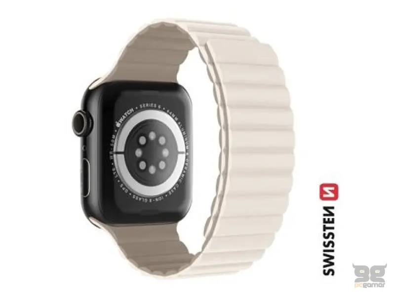 Swissten Silicone band for Apple watch, magnetic, white/cappuccino (38, 40, 41) mm