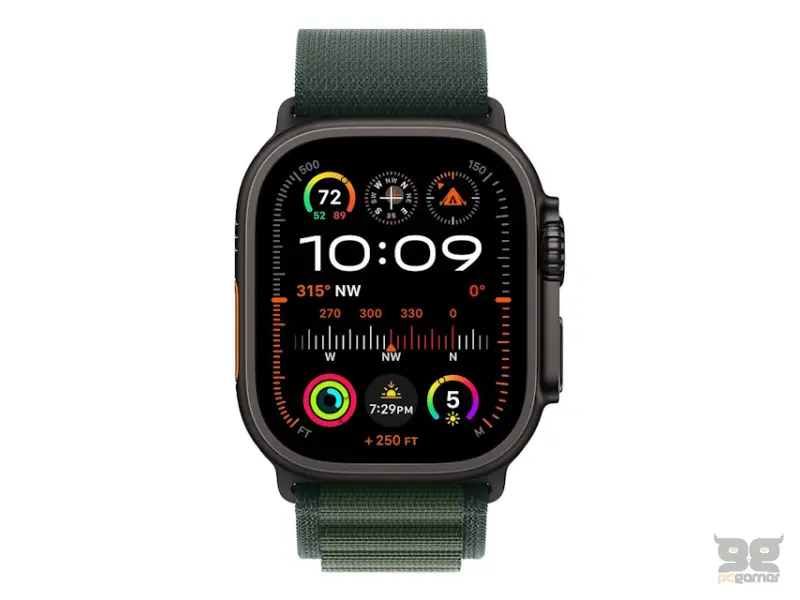 APPLE Watch Ultra2 v2 Cellular 49mm Black Titanium Case with Dark Green Alpine Loop - Medium (mx4r3se/a) 