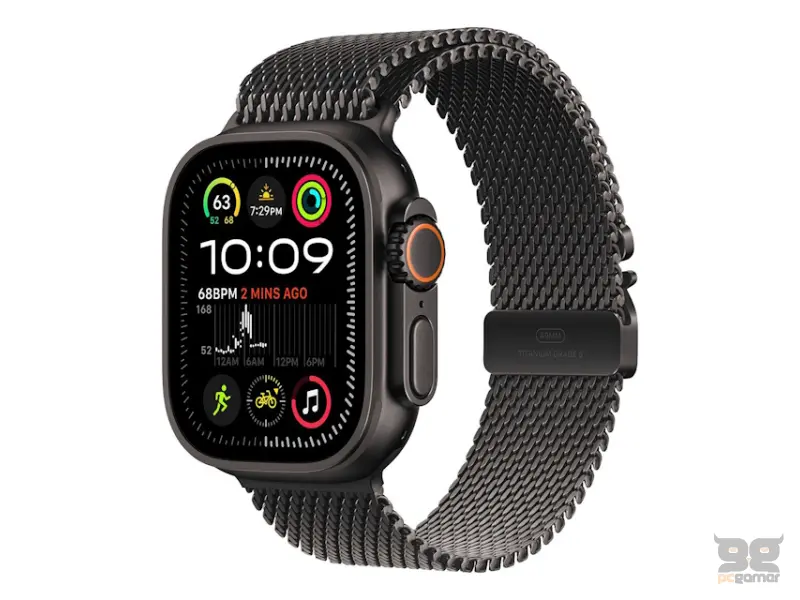 APPLE Watch Ultra2 v2 Cellular 49mm Black Titanium Case with Black Titanium Milanese Loop - M (mx5u3se/a) 