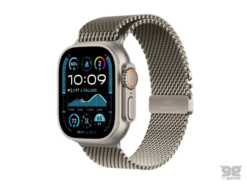 APPLE Watch Ultra2 v2 Cellular 49mm Natural Titanium Case with Natural Titanium Milanese Loop - M (mx5r3se/a) 